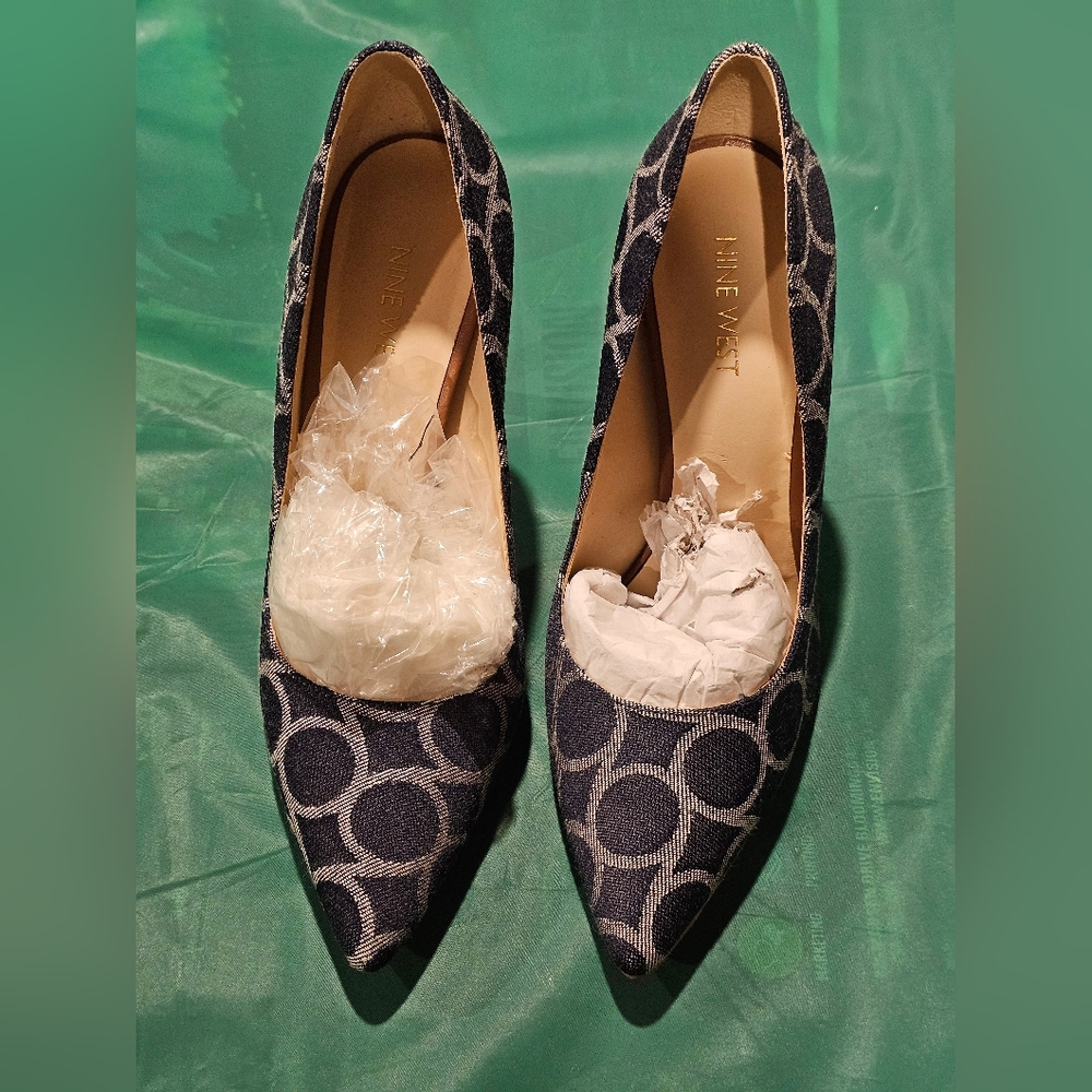 Nine West Denim Circle Pattern Heels